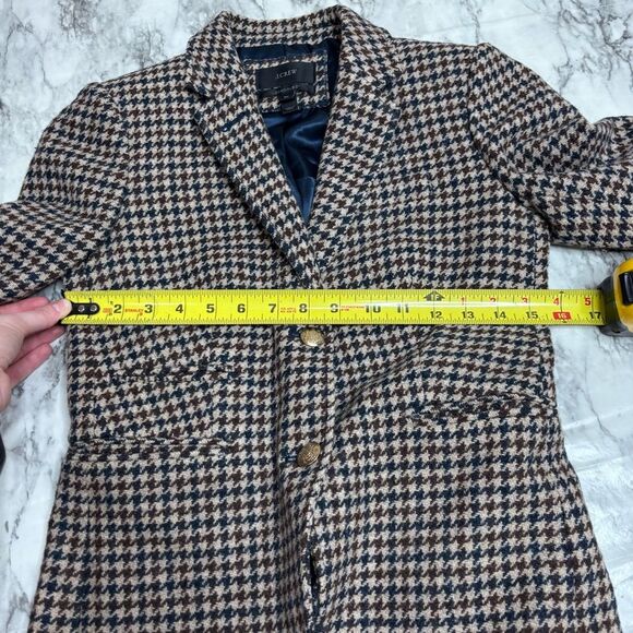 J Crew Jacket Womens 00 Wool Schoolboy Blazer Tweed Houndstooth Plaid Style03520 - Picture 7 of 8